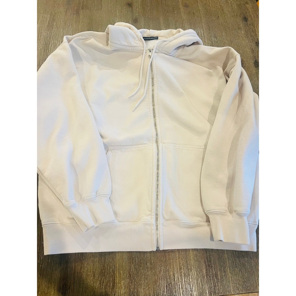Brandy Melville Oversized Zip Up Hoodie Cream Beige One Size